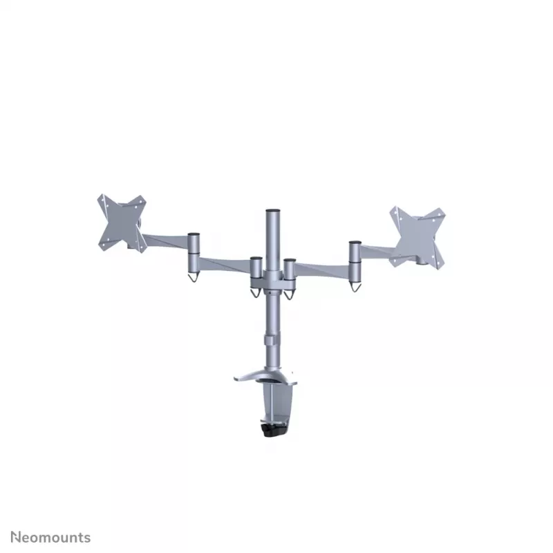 Neomounts FPMA-D1330DSILVER full-motion desk mount for 2 monitors, 10-27 inch (25.4-69 cm), clamp/grommet, max 18 kg, Silver