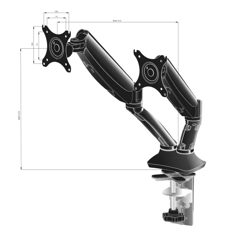 iiyama DS3002C-B1 monitor mount / stand 68.6 cm (27 inch) Desk Black