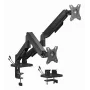 GEMBIRD Adjustable Desk 2-Display Mounting Arm with USB Ports, 17-32 in