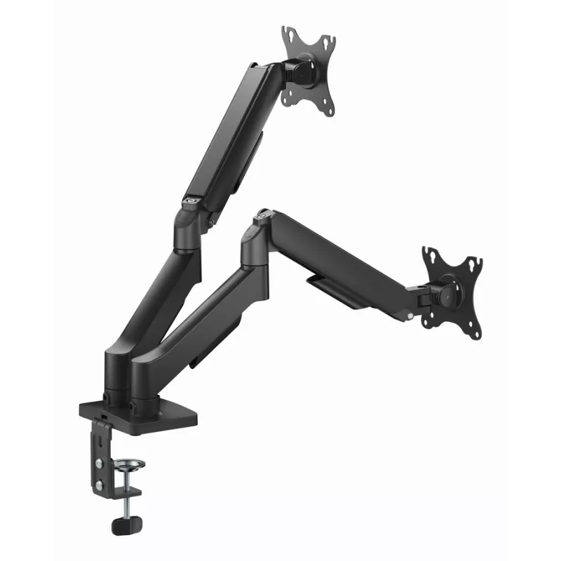 GEMBIRD Adjustable Desk 2-Display Mounting Arm with USB Ports, 17-32 in