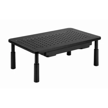Monitor stand GEMBIRD MS-TABLE-D-01 — height-adjustable desktop riser with 1 drawer, steel, 140 mm height, supports 1 display, 20 kg capacity