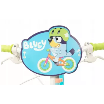 Children's bicycle Toimsa Bluey 12 inch — 12-inch wheel, blue and lime, front and rear brakes, training wheels