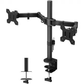 Monitor mount TECHLY ICA-LCD-382-D for 2 displays, desk clamp, up to 27 inch, 20 kg, VESA 75x75–100x100, black