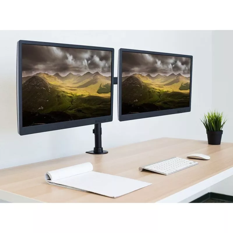 Monitor mount TECHLY ICA-LCD-382-D for 2 displays, desk clamp, up to 27 inch, 20 kg, VESA 75x75–100x100, black