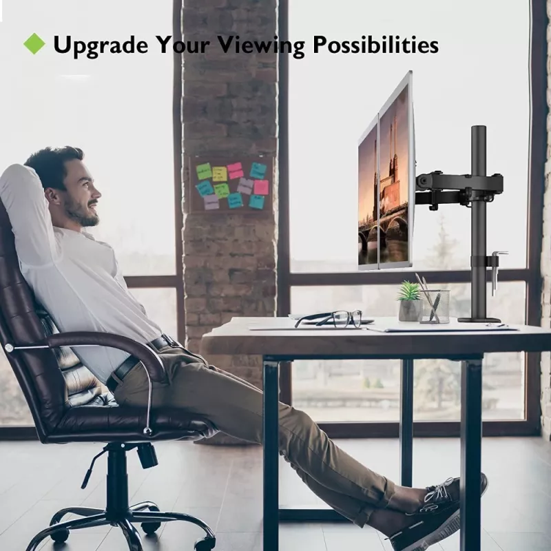 Monitor mount TECHLY ICA-LCD-382-D for 2 displays, desk clamp, up to 27 inch, 20 kg, VESA 75x75–100x100, black
