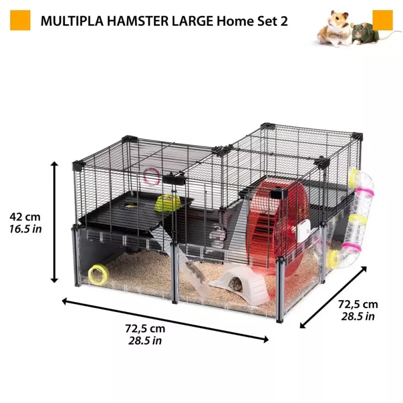 Rodent cage FERPLAST Multipla hamster large 107.5×37.5×42 cm, metal, black