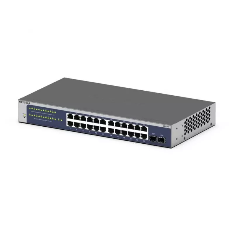 NETGEAR GS724Tv6 Managed L2+/L3 Gigabit Ethernet (10/100/1000) 1U Blue, Grey