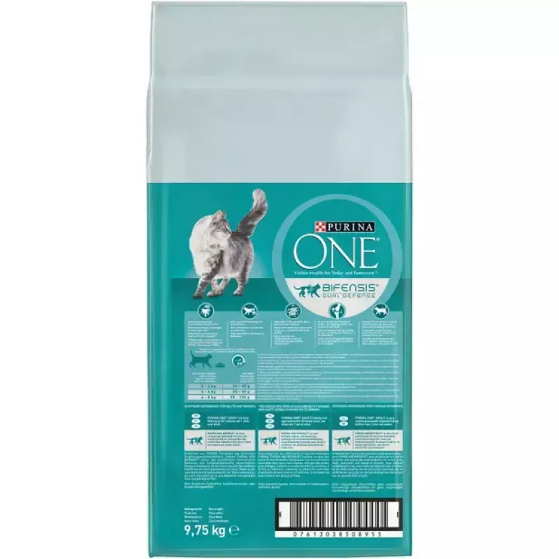 Dry cat food Purina Nestlé PURINA One 12430964, adult, salmon, 9.75 kg, protein 34%, fat 14%