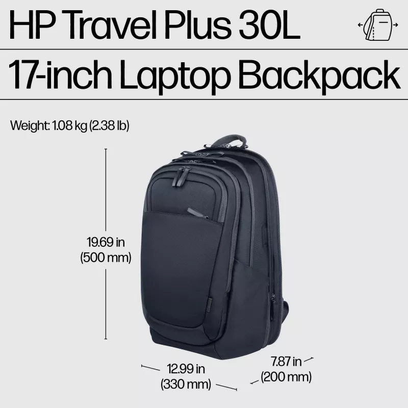 HP Travel Plus 30L 17-inch Laptop Backpack, Backpack, 43.9 cm (17.3 inch), 1.08 kg