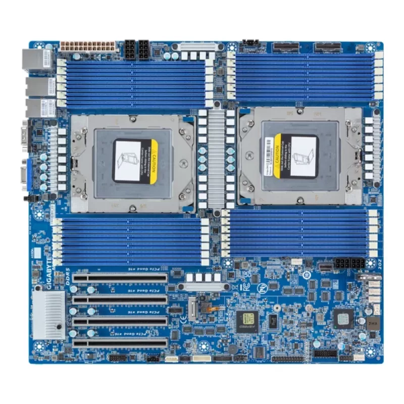 Motherboard GIGABYTE MZ73-LM1 Extended ATX Socket SP5 for AMD EPYC 9004, 24× DDR5 DIMM, 4× PCIe x16 Gen4, 2× RJ-45