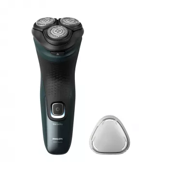 Electric shaver Philips 3000X Series X3052/00 — rotary 3-head, Wet & Dry, NiMH battery, 45 min runtime, trimmer, black/green