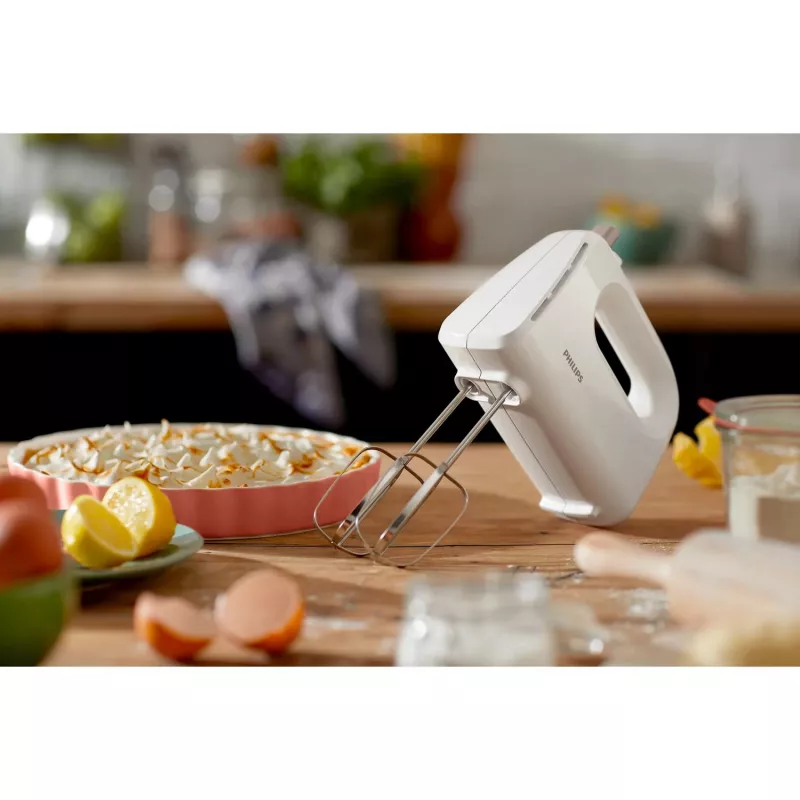 Philips HR3705/00 Daily Collection hand mixer, 300 W, 5 speeds + turbo, beaters & dough hooks, 1.2 m cable, white