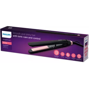 Philips Essential ThermoProtect straightener, Straightening brush, Warm, 160 °C, 230 °C, 3 s, Black, Pink