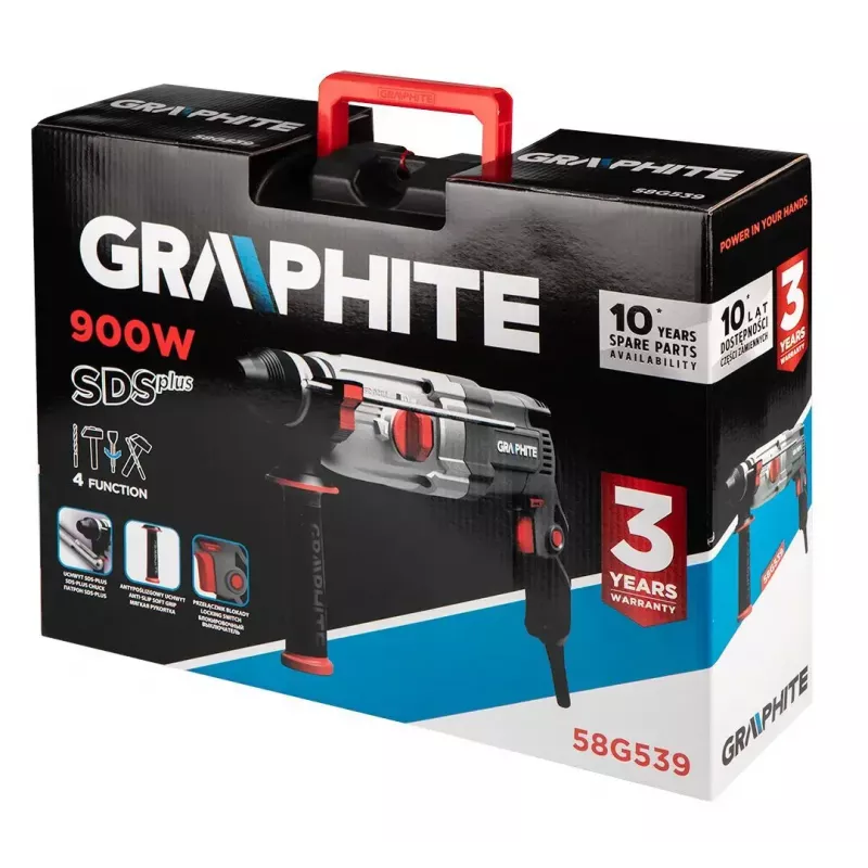 Rotary hammer GRAPHITE 58G539 — single-piece, compact design