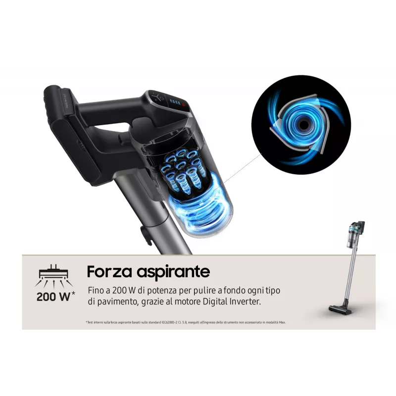 Samsung VS20B75AGR1 2-in-1 stick vacuum Battery Dry Bagless 550 W Black, Mint colour