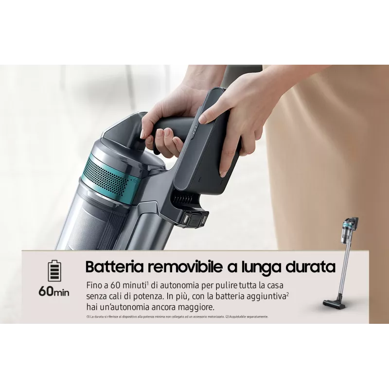 Samsung VS20B75AGR1 2-in-1 stick vacuum Battery Dry Bagless 550 W Black, Mint colour