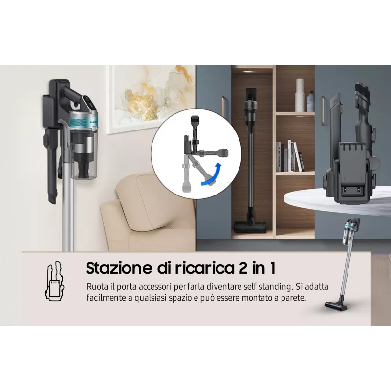 Samsung VS20B75AGR1 2-in-1 stick vacuum Battery Dry Bagless 550 W Black, Mint colour
