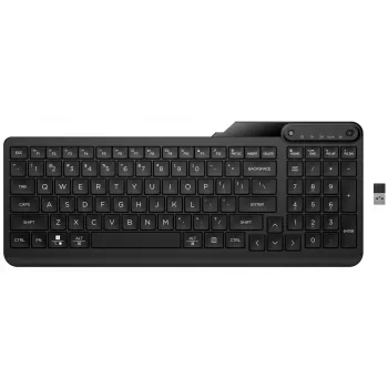 Wireless keyboard HP 475 Dual-Mode — full-size QWERTY, RF + Bluetooth 5.3, numeric keypad, black, 376×153×19 mm