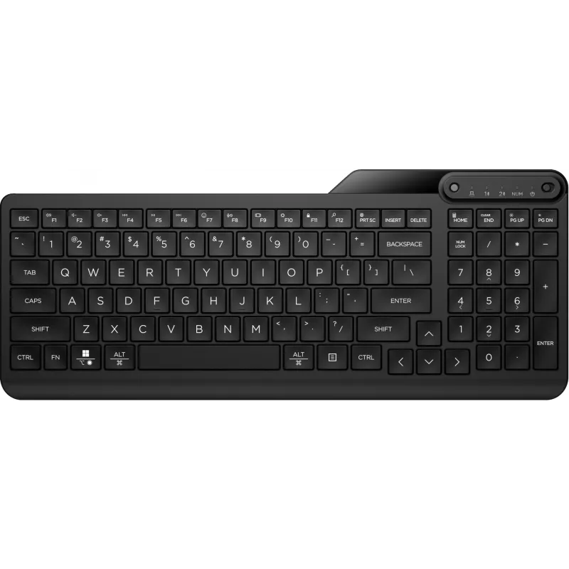 Wireless keyboard HP 475 Dual-Mode — full-size QWERTY, RF + Bluetooth 5.3, numeric keypad, black, 376×153×19 mm
