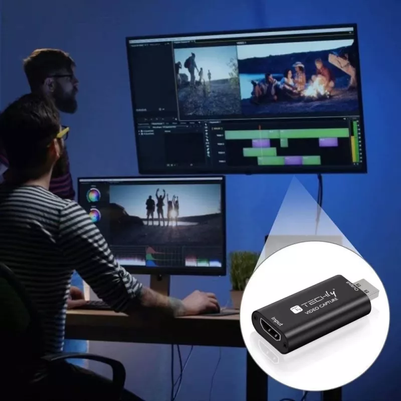 Video signal converter TECHLY I-USB-VIDEO-1080TY — HDMI to USB Type-A, 1920×1080@60Hz, 12-bit, USB powered