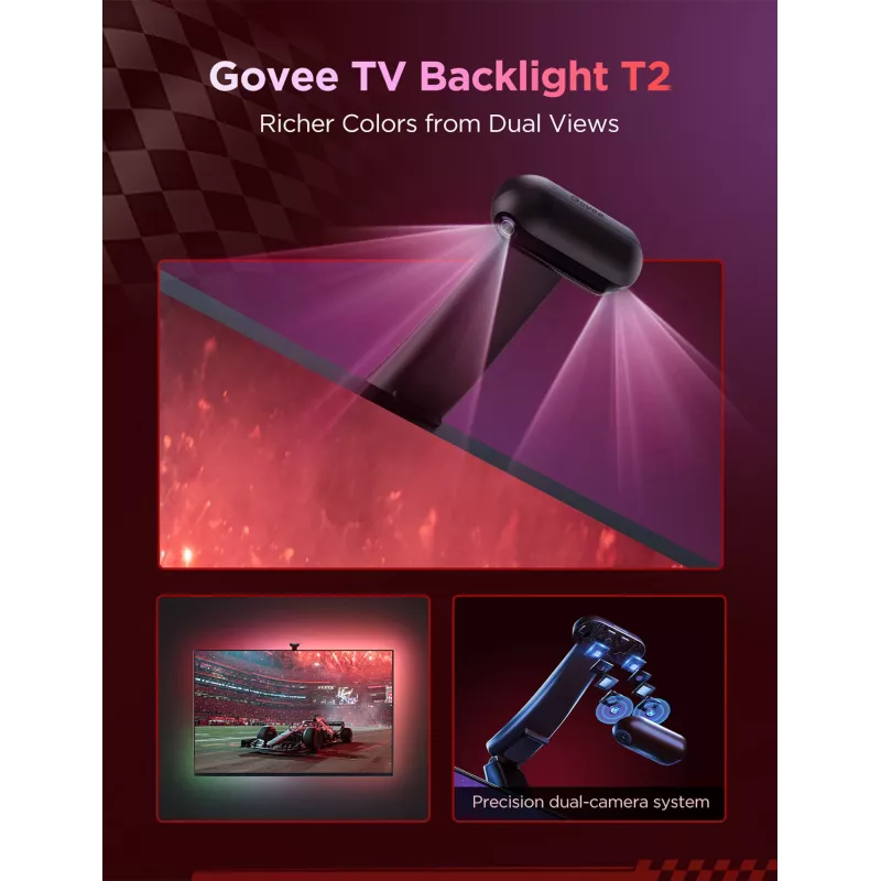 LED light strip Govee Envisual TV Backlight T2 Dual Cameras for 75–85 inch TV