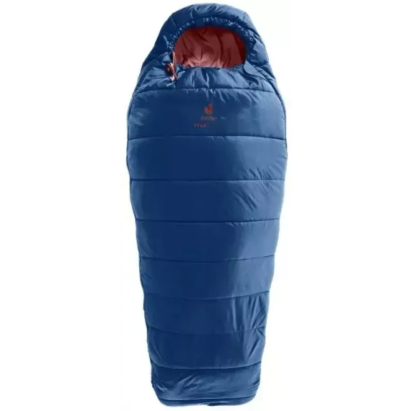 Mummy sleeping bag DEUTER Starlight for height 130–170 cm, hollow-fibre fill, summer, 910 g, hooded, nightblue/redwood