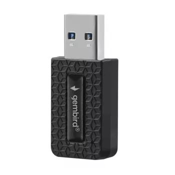 WLAN USB Adapter GEMBIRD AC1300 Dual-band Wi‑Fi 5 (RTL8812BU) 867 Mbit/s USB 3.0 Internal Antenna Black