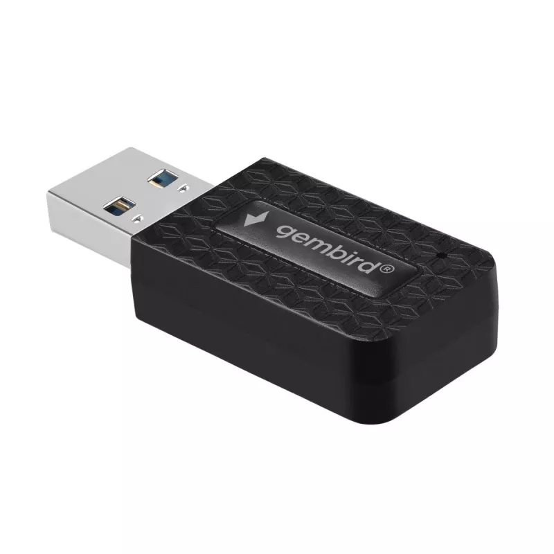 WLAN USB Adapter GEMBIRD AC1300 Dual-band Wi‑Fi 5 (RTL8812BU) 867 Mbit/s USB 3.0 Internal Antenna Black