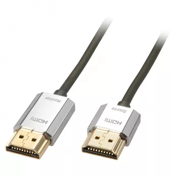 Lindy 4.5m CROMO Slim High Speed HDMI Cable with Ethernet, 4.5 m, HDMI Type A (Standard), HDMI Type A (Standard), 3D, Black, Gold, Silver