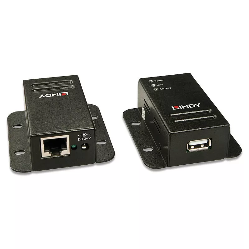 Lindy 50m USB 2.0 Cat.6 Extender, Network transmitter & receiver, 50 m, 480 Mbit/s, Cat5, Cat5e, Cat6, NS1021, Black