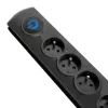 Surge Protector QOLTEC 50104 — 4 AC Outlets, 230 V, 1.5 m Cable, Black