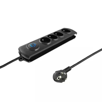 Surge Protector QOLTEC 50104 — 4 AC Outlets, 230 V, 1.5 m Cable, Black