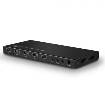 Lindy 4 Port HDMI 18G Switch with Audio, HDMI, Metal, Black, 18 Gbit/s, 3840 x 2160 pixels, 5.1 channels