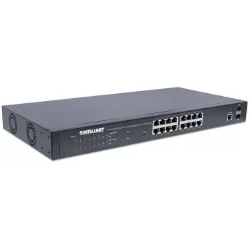 Intellinet 16-Port Gigabit Ethernet PoE+ Web-Managed Switch with 2 SFP Ports, IEEE 802.3at/af Power over Ethernet (PoE+/PoE) Compliant, 374 W, Endspan, 19 inch Rackmount
