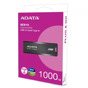 USB flash drive ADATA SC610 1 TB, USB Type-A, USB 3.2 Gen 2, Sleeve form factor, black, plastic housing