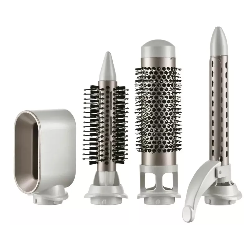Adler AD 2027 5-in-1 curling iron-dryer, 1200 W, 2 heating levels, 5 ceramic coated attachments, white/champagne