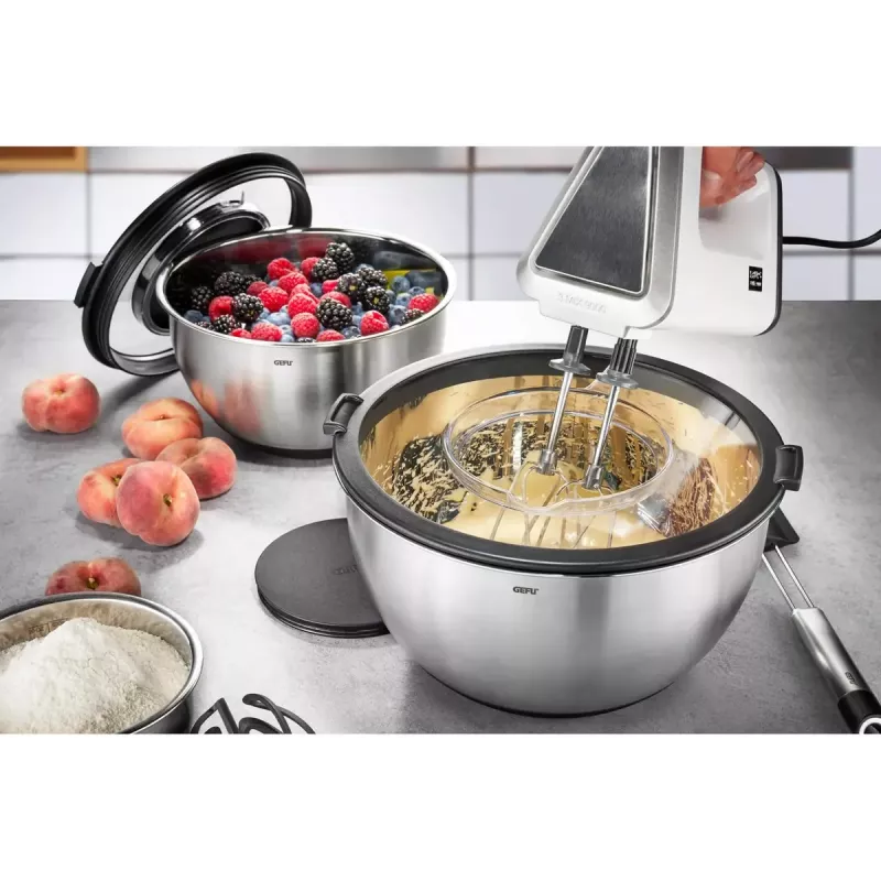 GEFU set of 2 bowls with lids G-35055 — durable, stackable plastic mixing/storage bowls