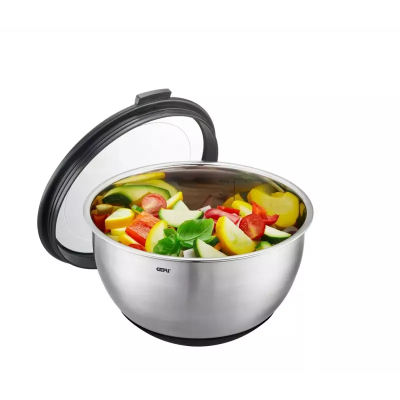 GEFU set of 2 bowls with lids G-35055 — durable, stackable plastic mixing/storage bowls