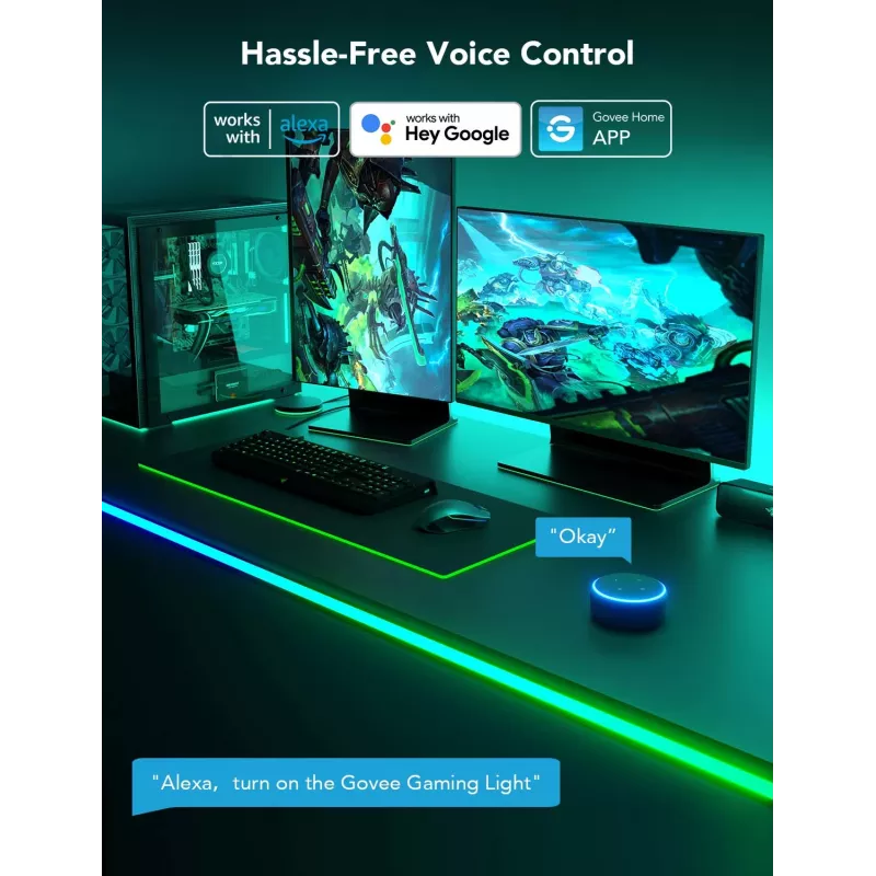 LED strip light Govee H61C3 RGBIC for gaming desk — addressable RGBIC lighting, flexible strip