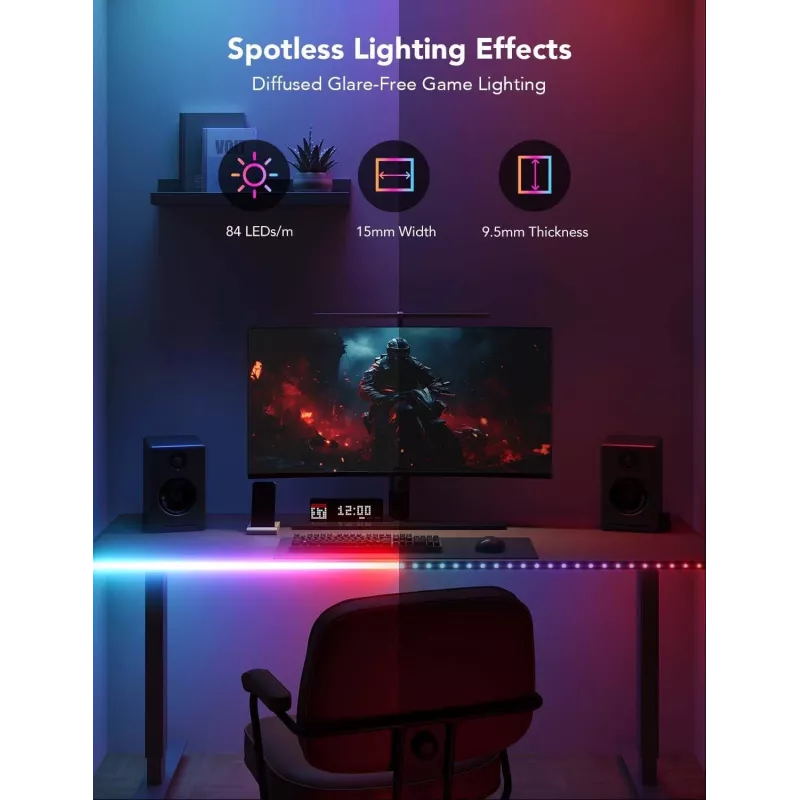 LED strip light Govee H61C3 RGBIC for gaming desk — addressable RGBIC lighting, flexible strip