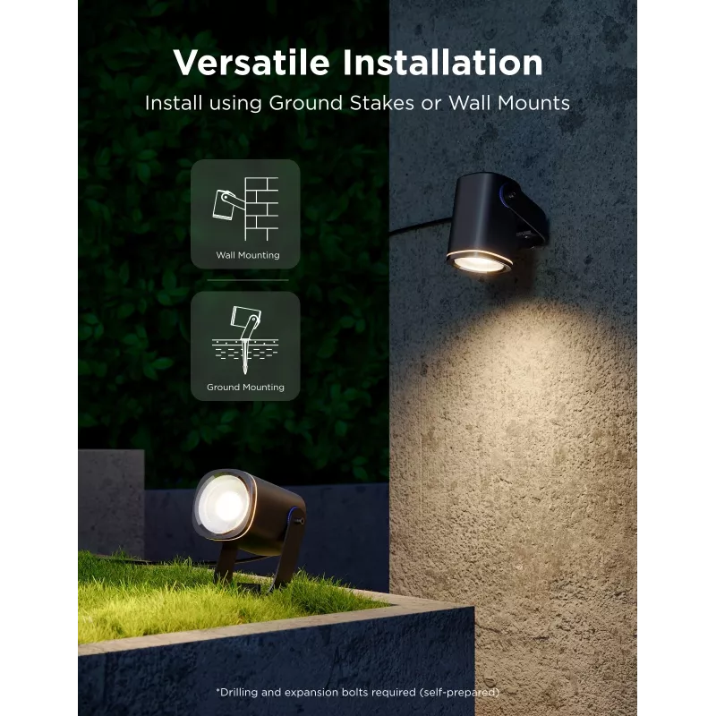 Outdoor spotlights Govee H7093 RGBICWW 750 lm Wi‑Fi 2.4 GHz, RGB+warm white