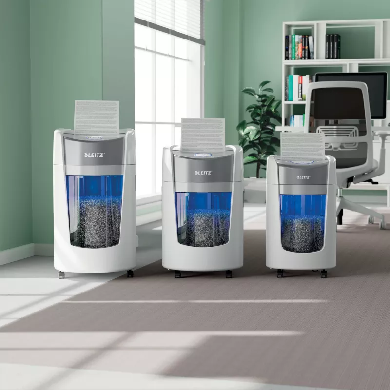 Leitz IQ OptiMax Home Office 225 Micro Cut Paper Shredder Security P5 15L - White