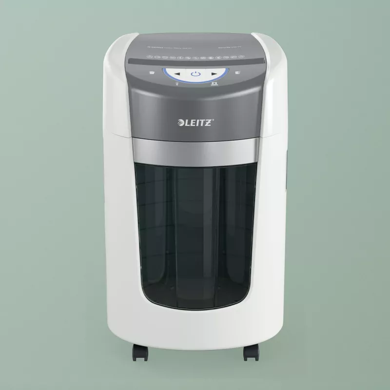 Leitz IQ OptiMax Home Office 225 Micro Cut Paper Shredder Security P5 15L - White