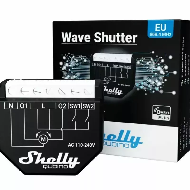 Smart relay Shelly Wave Shutter Black 10 A 110–230 V, max range 40 m, 25 dBmW