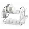 Countertop dish drainer Maestro MR-1025-43, metal, 43 cm width, black, drip tray, utensil and glass sections