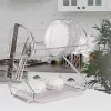 Countertop dish drainer Maestro MR-1025-43, metal, 43 cm width, black, drip tray, utensil and glass sections