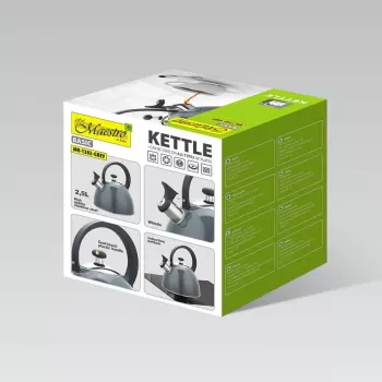 Electric Kettle Maestro MR-1302-GREY 2.5 L Stainless Steel, Grey Housing, Whistle, Cool-Touch Handle