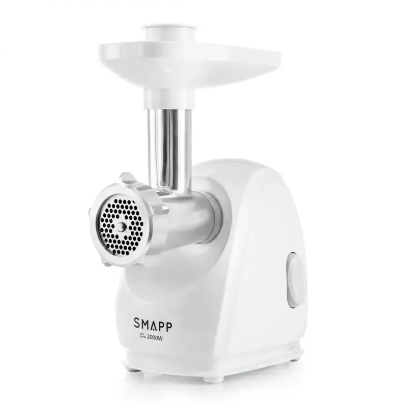 Electric meat grinder SMAPP 489.81, 2000 W, 3 strainers (2.7–8 mm), white