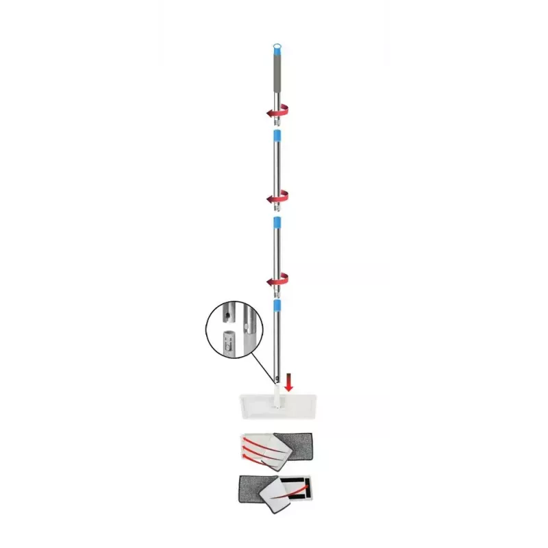 Wet floor mop set ESPERANZA EHS004 with bucket, microfiber replaceable head, swivel, 1250 mm height, 1.1 kg