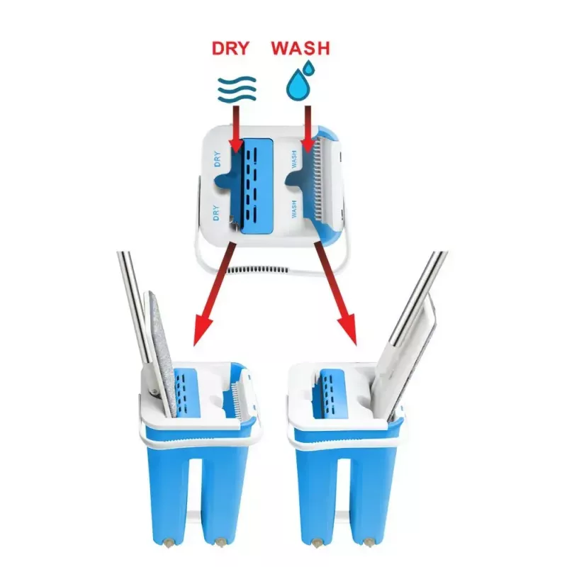 Wet floor mop set ESPERANZA EHS004 with bucket, microfiber replaceable head, swivel, 1250 mm height, 1.1 kg
